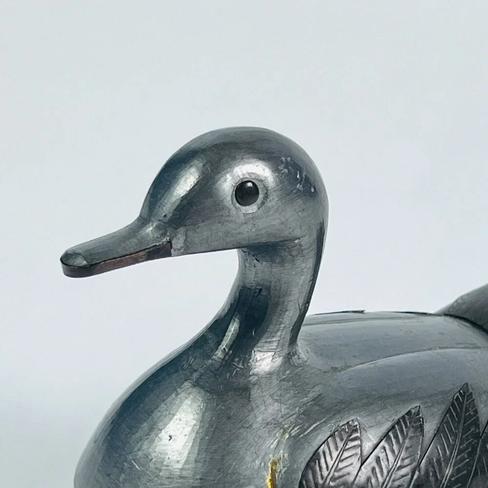 Pewter Duck Trinket Bird Keepsake Jewelry Storage Rustic Cabin Country Decor
